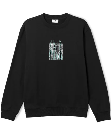 Poetic Collective – Blue Stripes Crewneck Black 1 (1)